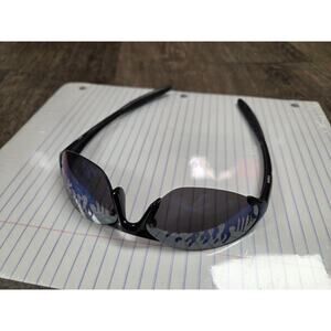 2000s Y2K Polarized Black Blue Flames Fire Wrap Around Sunglasses Men